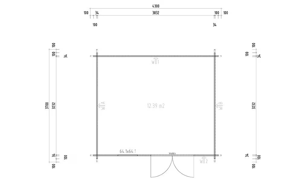 Gartenhaus CAMBIA 13 34mm kesseldruckimprägniert – 12.39m² Innenraum 390×330 cm – Bild 2