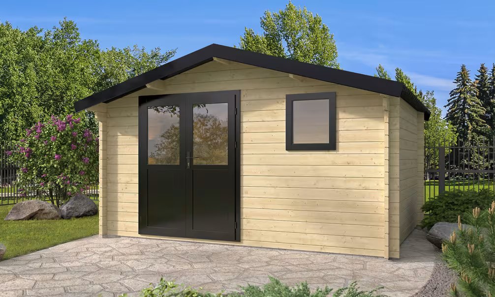 Gartenhaus 28mm Bamberg 12 – Glastür – Stahldach – 11,61m² Innenraum – Bild 2