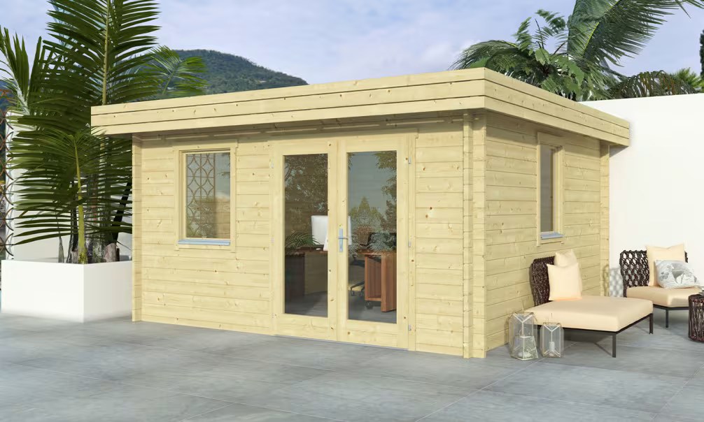 Holzgartenhaus LACANAU 28 mm – 15,56m² Innenraum 400×400 cm 28mm