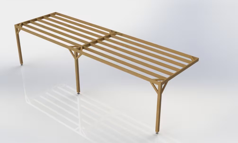 Anlehn-Pergola druckimprägniert Kl4 10x5m mit Lamellen – Bild 8