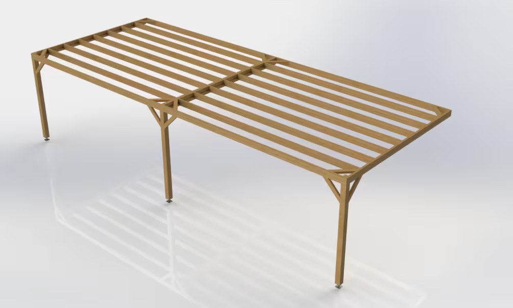 Anlehn-Pergola druckimprägniert Kl4 10x5m mit Lamellen – Bild 7