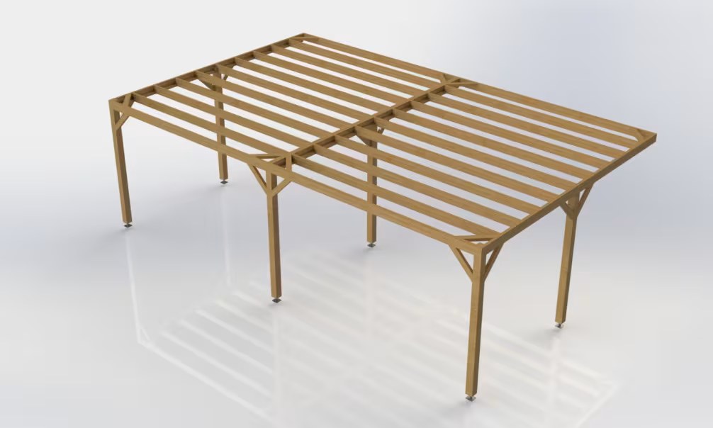 Anlehn-Pergola druckimprägniert Kl4 10x5m mit Lamellen – Bild 6