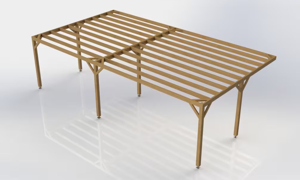 Anlehn-Pergola druckimprägniert Kl4 10x5m mit Lamellen – Bild 5