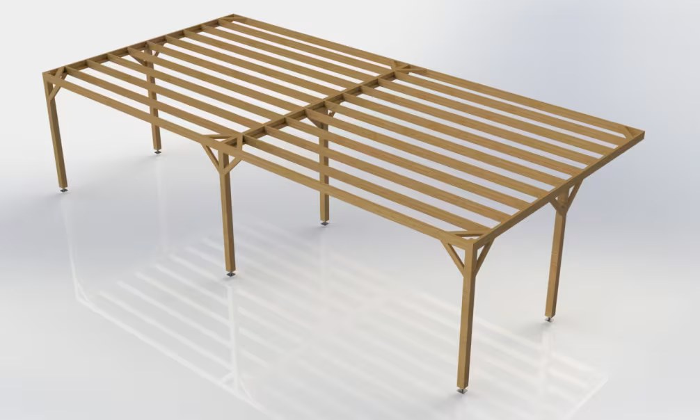 Anlehn-Pergola druckimprägniert Kl4 10x5m mit Lamellen – Bild 4