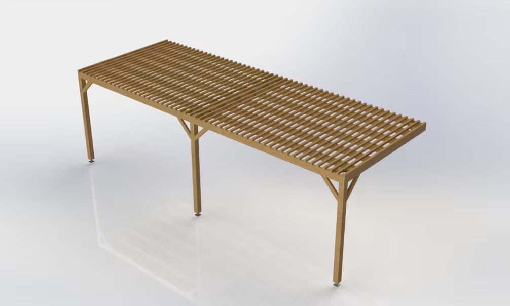Anlehn-Pergola druckimprägniert Kl4 10x5m mit Lamellen – Bild 3