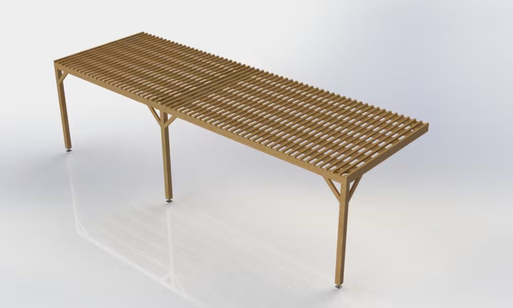 Anlehn-Pergola druckimprägniert Kl4 10x5m mit Lamellen – Bild 2