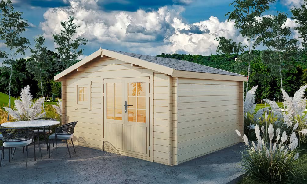 Holzgartenhaus CASSIS 11 44 mm – 11,10m² Innenraum 390×300 cm 44mm