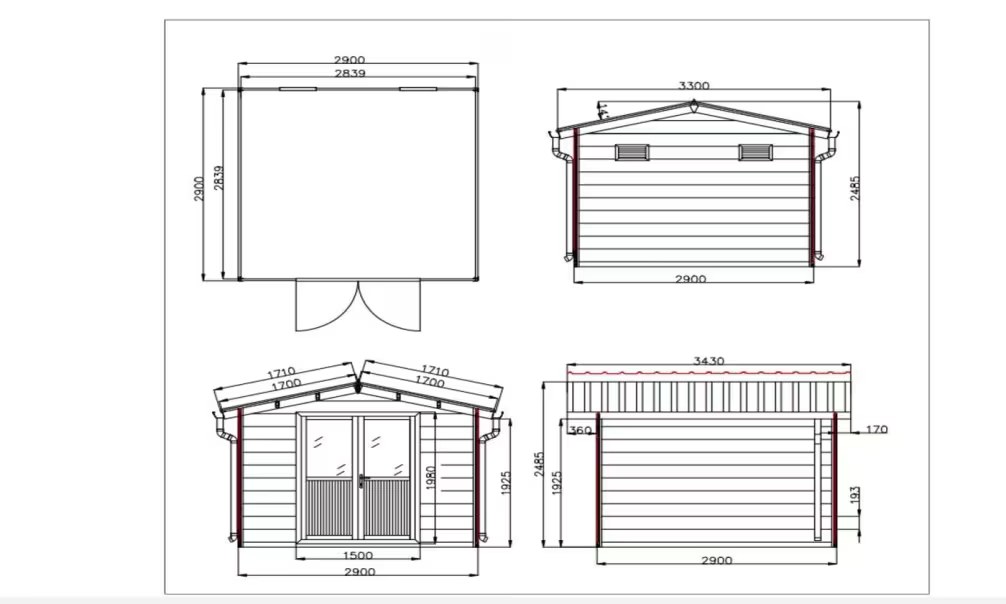 Verbundwerkstoff-Gartenhaus Dijon, Satteldach, 2.9×2.9m, 8,41m² – Bild 2