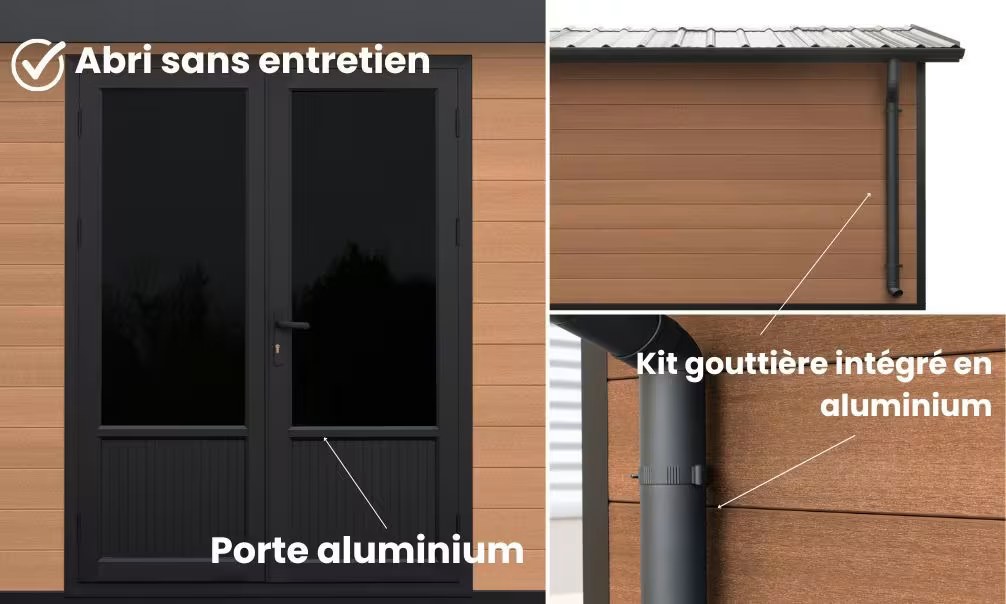 Verbundwerkstoff-Gartenhaus 2-Raum Zurich, Teakfarben, 4.22×2.9m, 12,24m² – Bild 9