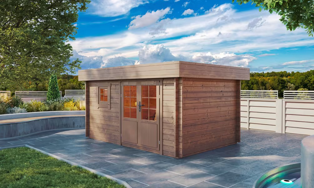 Holzgartenhaus Rognac 9 druckimprägniert 44mm – 8,81m² Innenraum 390×240 cm