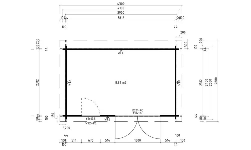 Holzgartenhaus Rognac 9 druckimprägniert 44mm – 8,81m² Innenraum 390×240 cm – Bild 2