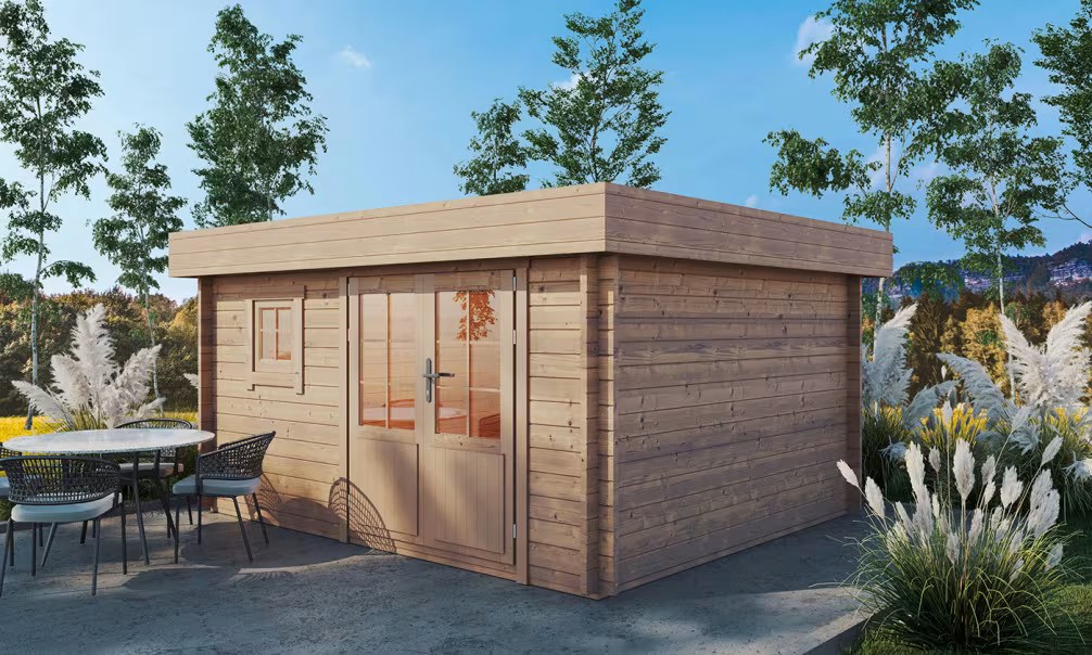 Holzgartenhaus Rognac 11 druckimprägniert 44mm – 11,10m² Innenraum 390×300 cm