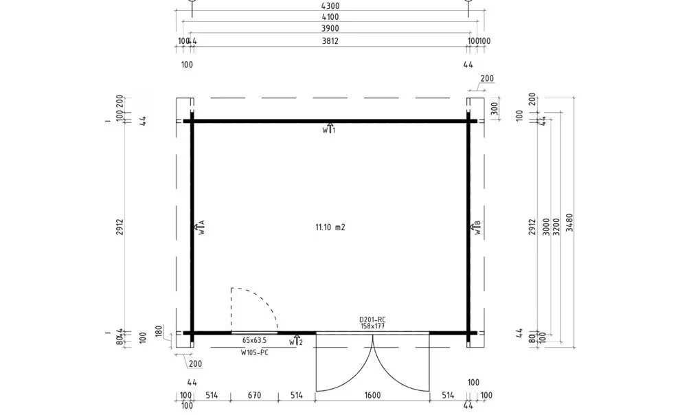 Holzgartenhaus Rognac 11 druckimprägniert 44mm – 11,10m² Innenraum 390×300 cm – Bild 2