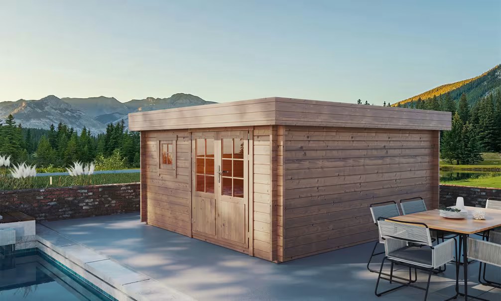 Gartenhaus Rognac 15 druckimprägniert 44mm – 14,53m² Innenraum 390x390cm – Bild 2