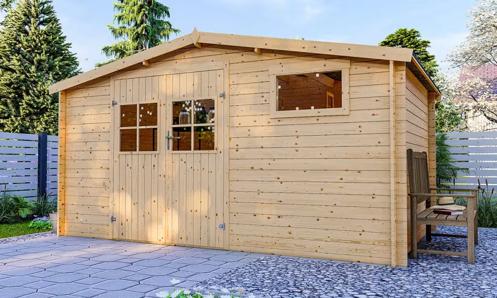 Gartenhaus Erstpreis Naturholz Bondues Stärke 28mm – 10.17m² 403×250 cm – Bild 3
