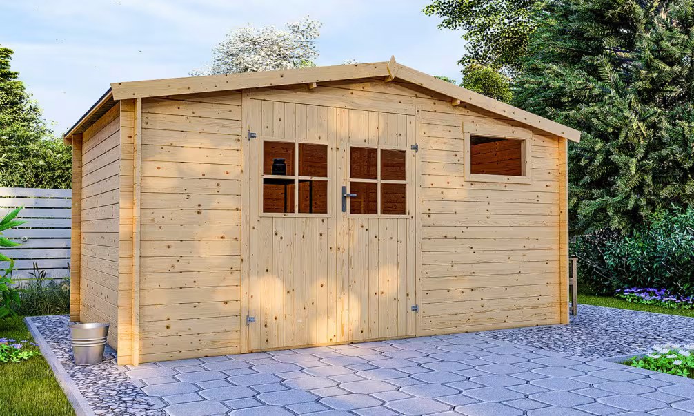 Gartenhaus Erstpreis Naturholz Bondues Stärke 28mm – 10.17m² 403×250 cm – Bild 4