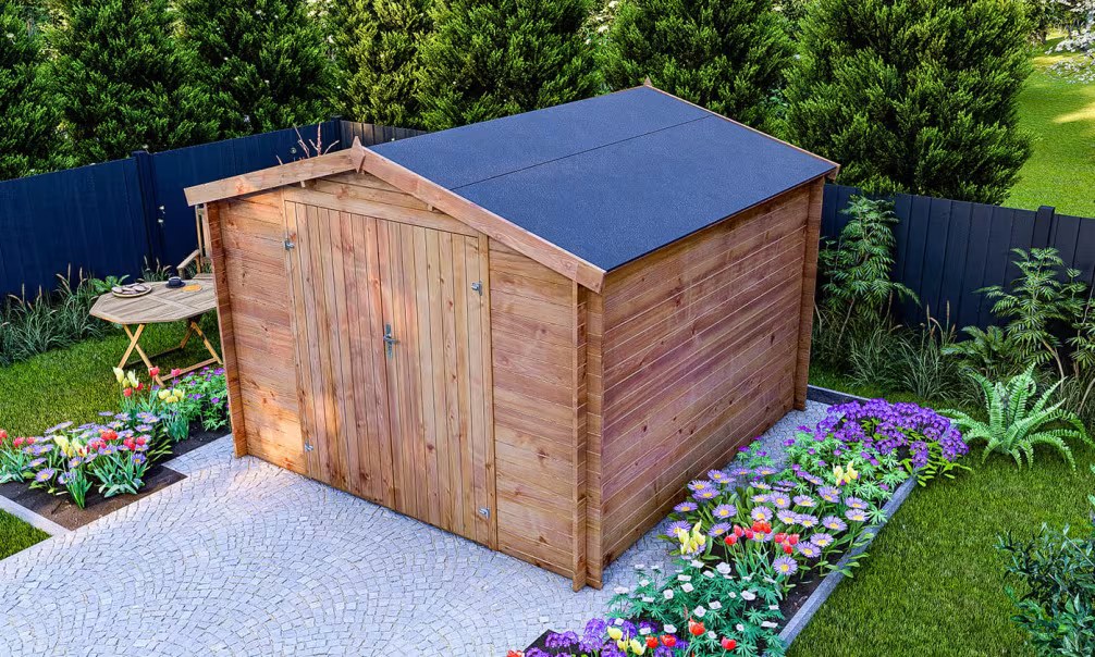 Holzgartenhaus Einsteigerpreis druckimprägniert Douai Stärke 28mm – 7,99m² 283×283 cm – Bild 2