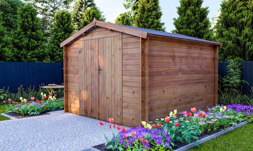 Holzgartenhaus Einsteigerpreis druckimprägniert Douai Stärke 28mm – 7,99m² 283×283 cm
