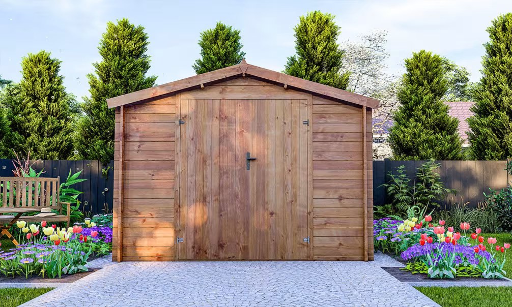 Holzgartenhaus Einsteigerpreis druckimprägniert Douai Stärke 28mm – 7,99m² 283×283 cm – Bild 5