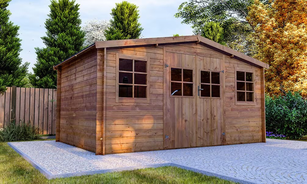 Holzgartenhaus Einsteigerpreis druckimprägniert Soissons Stärke 28mm – 11,38m² 403 cm – Bild 4