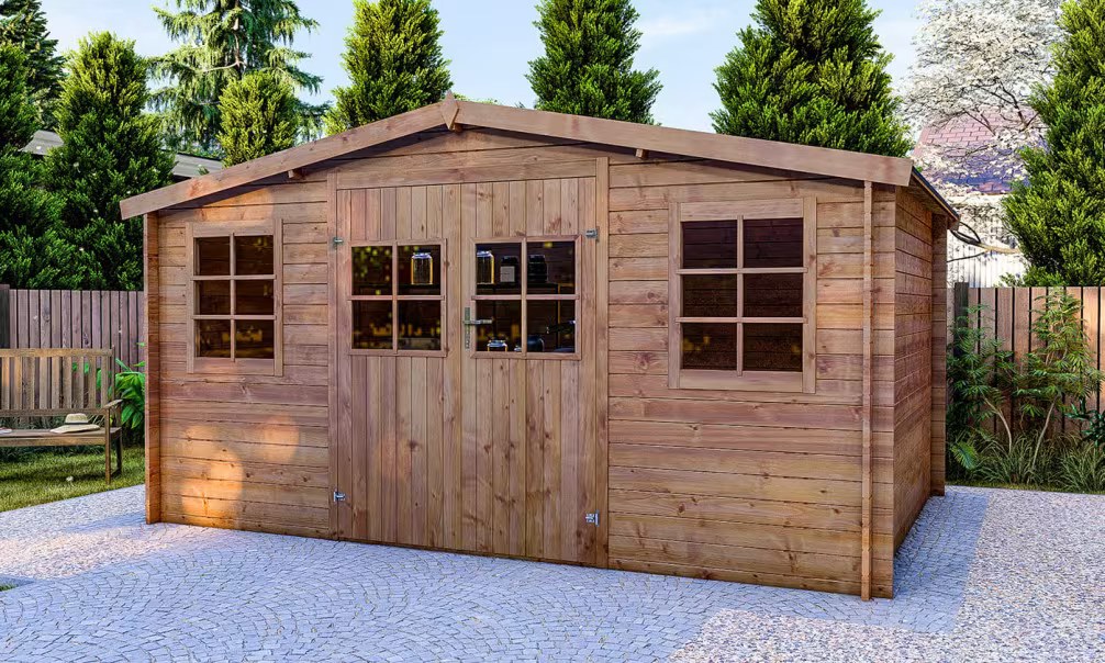 Holzgartenhaus Einsteigerpreis druckimprägniert Soissons Stärke 28mm – 11,38m² 403 cm – Bild 5