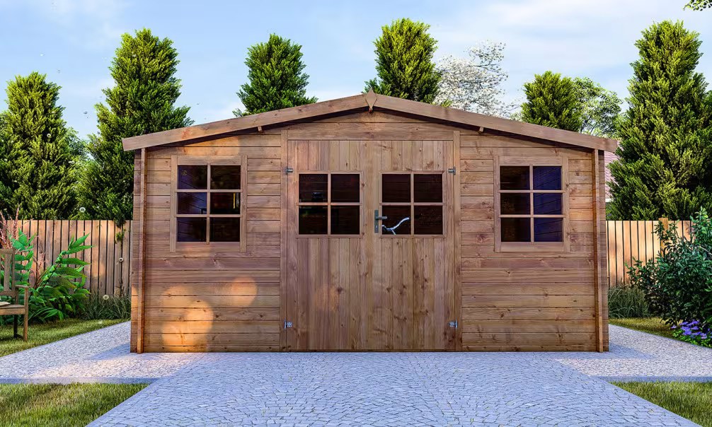 Holzgartenhaus Einsteigerpreis druckimprägniert Soissons Stärke 28mm – 11,38m² 403 cm – Bild 6