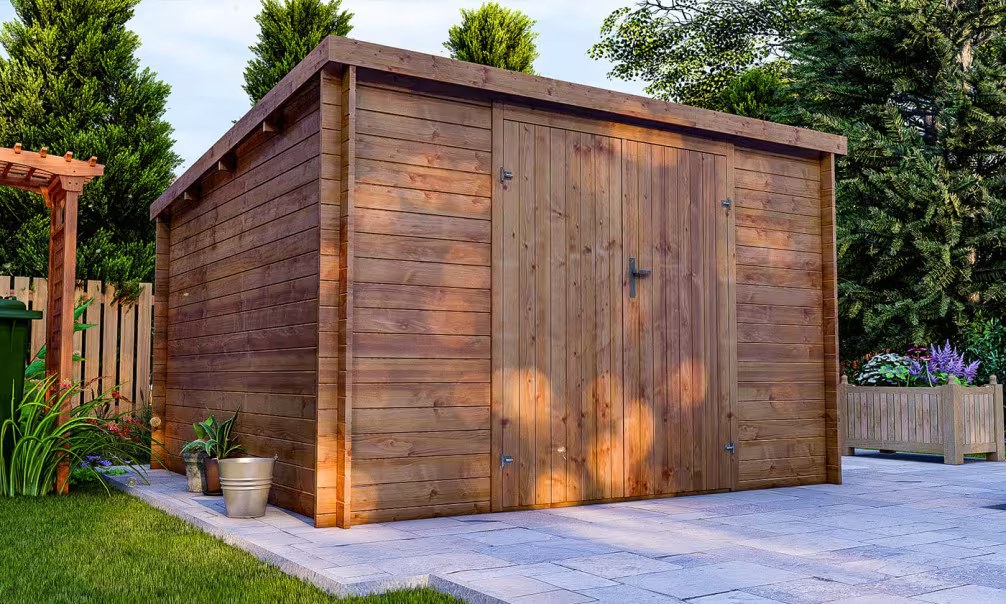 Holzgartenhaus Einsteigerpreis Cayeux druckimprägniert 28mm – 9,77m² – Bild 3