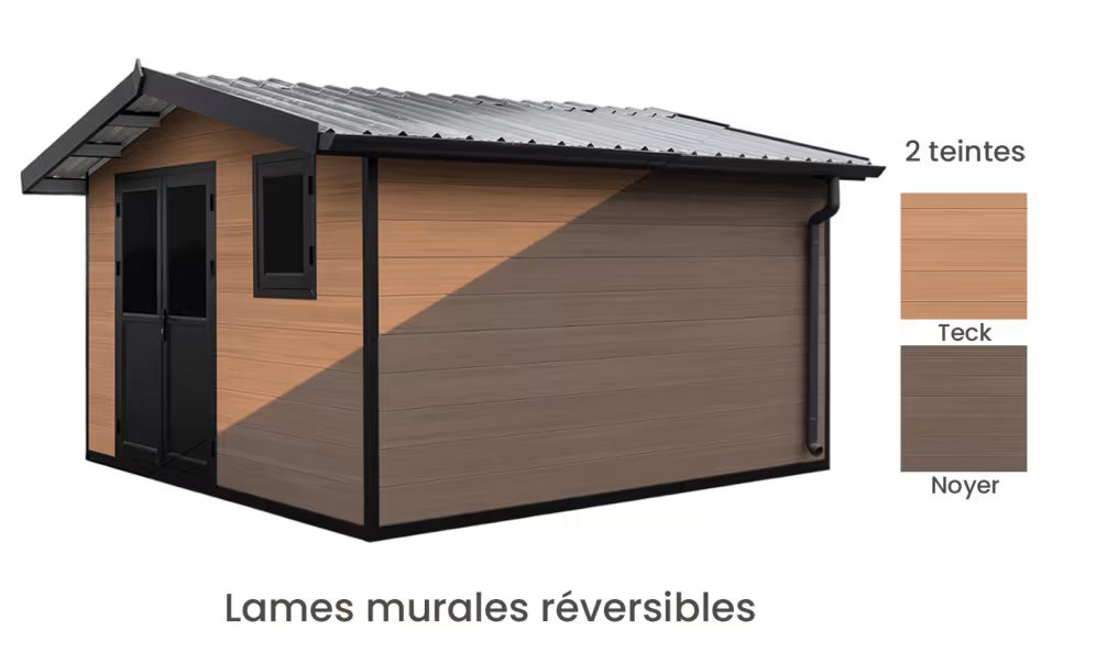 Verbundwerkstoff-Gartenhaus Spérone, Satteldach, 3.7×3.7m, 13,68m² – Bild 3
