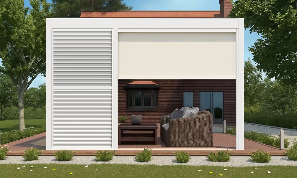 Jalousie – Aluminium-Sonnenschutz – verstellbare Lamellen – Weiß – 103x218cm