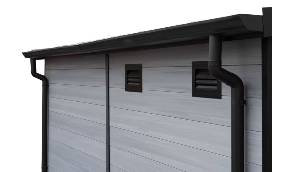 Verbundwerkstoff-Gartenhaus Domokos, Pultdach, 6x3m, Hellgrau, 18m² – Bild 5