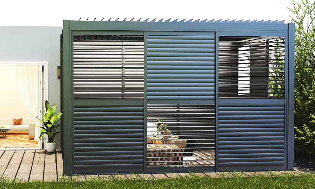 Block 3 Schiebe-Jalousien Aluminium – Anthrazit – 370x238cm – Bild 9