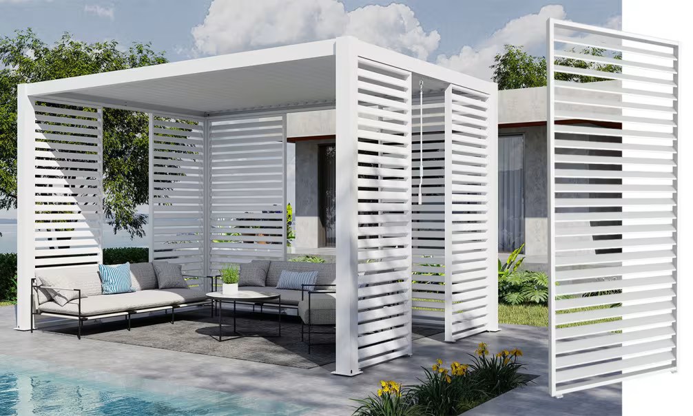 Feste Aluminium-Jalousie bioklimatische Pergola – Weiß – 123x238cm