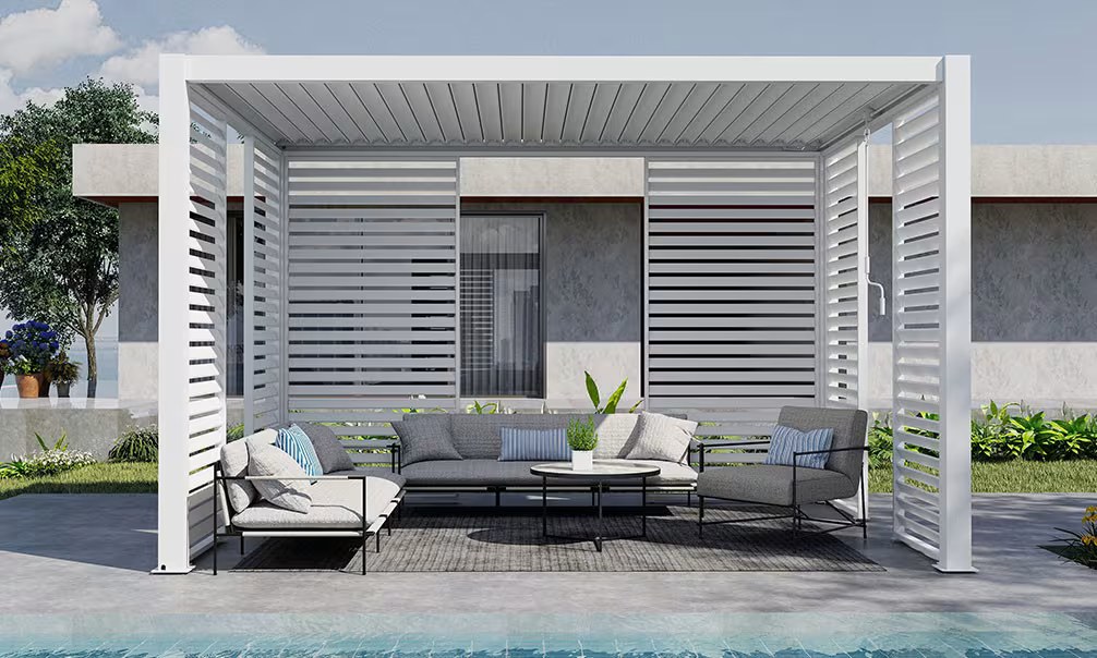 Feste Aluminium-Jalousie bioklimatische Pergola – Weiß – 90x238cm – Bild 3