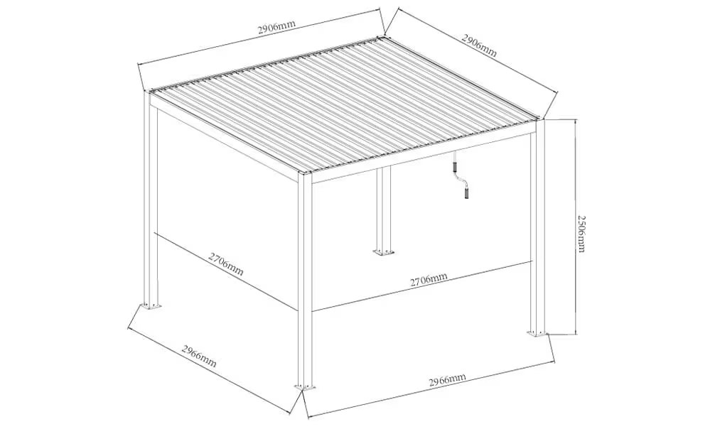 Manuelle bioklimatische Alu-Pergola Amboise 3x3m 33N Anthrazit – Bild 2