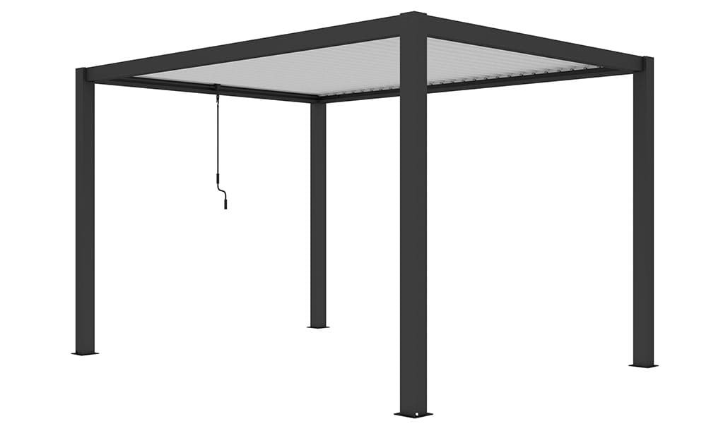 Bioklimatische Alu-Pergola Amboise 3×3 Anthrazit weiße Lamellen