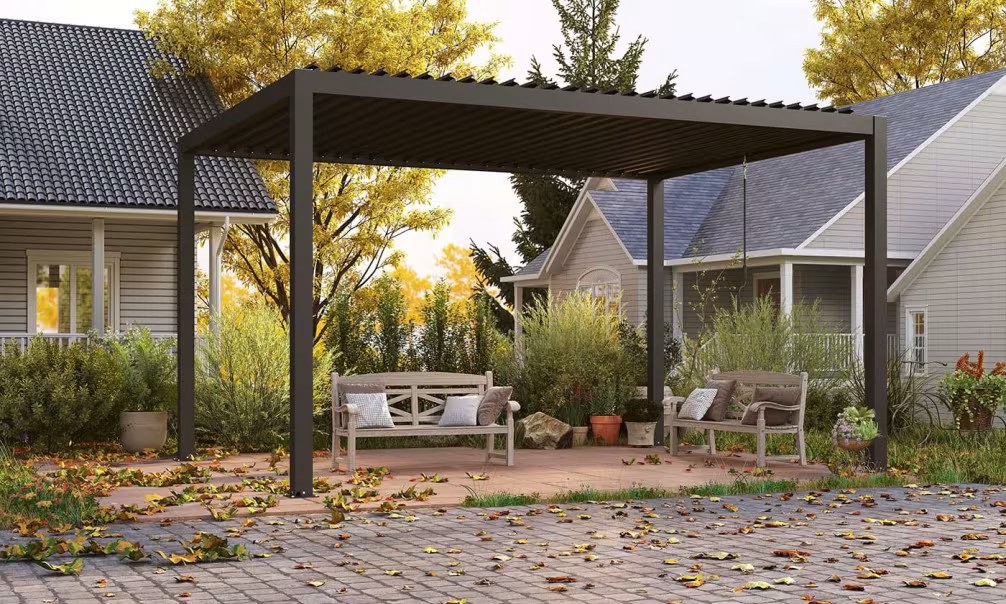 Manuelle bioklimatische Alu-Pergola Amboise 4x3m 34N Anthrazit – Bild 2
