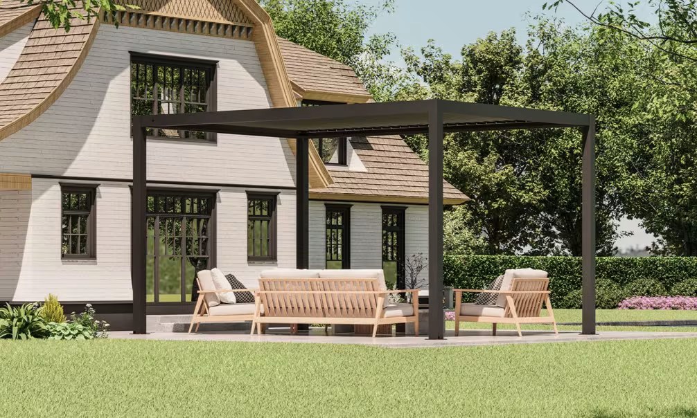 Manuelle bioklimatische Alu-Pergola Amboise 4x3m 34N Anthrazit – Bild 5