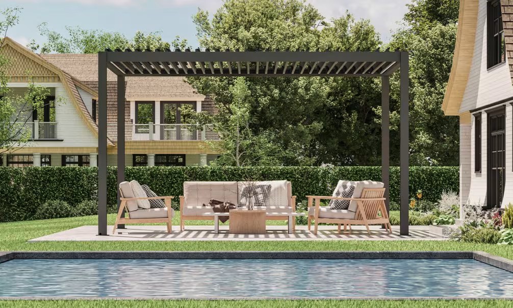 Manuelle bioklimatische Alu-Pergola Amboise 4x3m 34N Anthrazit – Bild 6