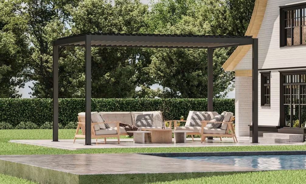 Manuelle bioklimatische Alu-Pergola Amboise 4x3m 34N Anthrazit – Bild 7