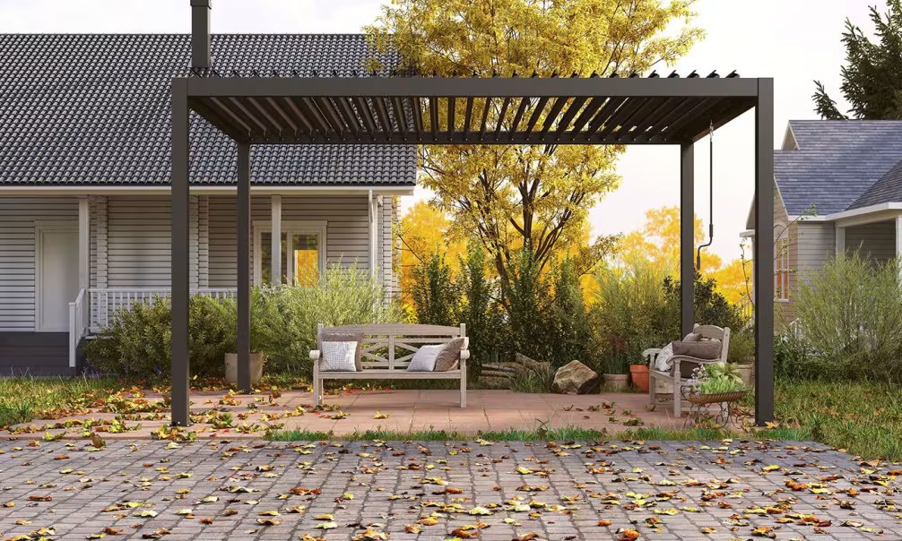 Manuelle bioklimatische Alu-Pergola Amboise 4x3m 34N Anthrazit – Bild 8