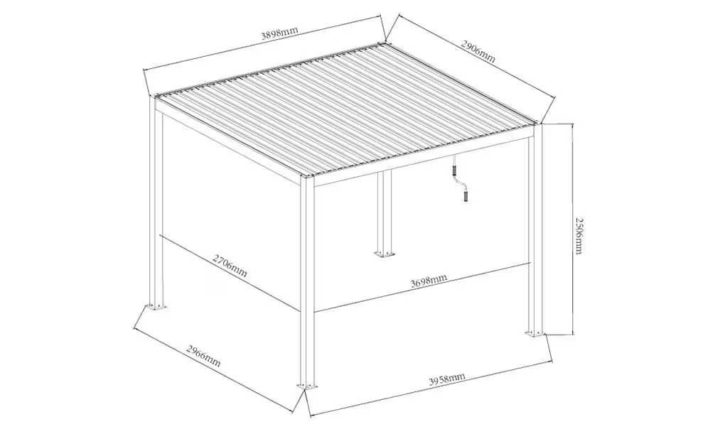 Manuelle bioklimatische Alu-Pergola Amboise 4x3m 34NB Anthrazit, weiße Lamellen – Bild 2