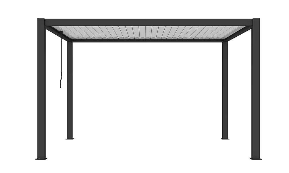 Manuelle bioklimatische Alu-Pergola Amboise 4x3m 34NB Anthrazit, weiße Lamellen – Bild 5