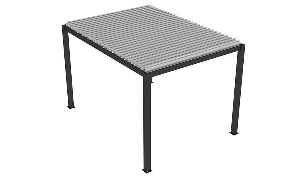 Manuelle bioklimatische Alu-Pergola Amboise 4x3m 34NB Anthrazit, weiße Lamellen – Bild 6