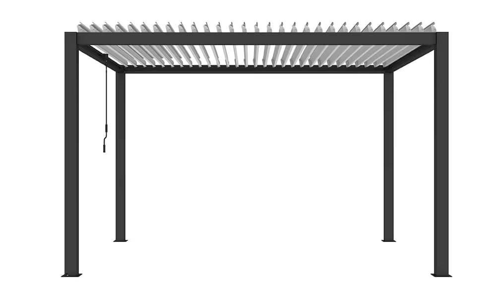 Manuelle bioklimatische Alu-Pergola Amboise 4x3m 34NB Anthrazit, weiße Lamellen – Bild 7