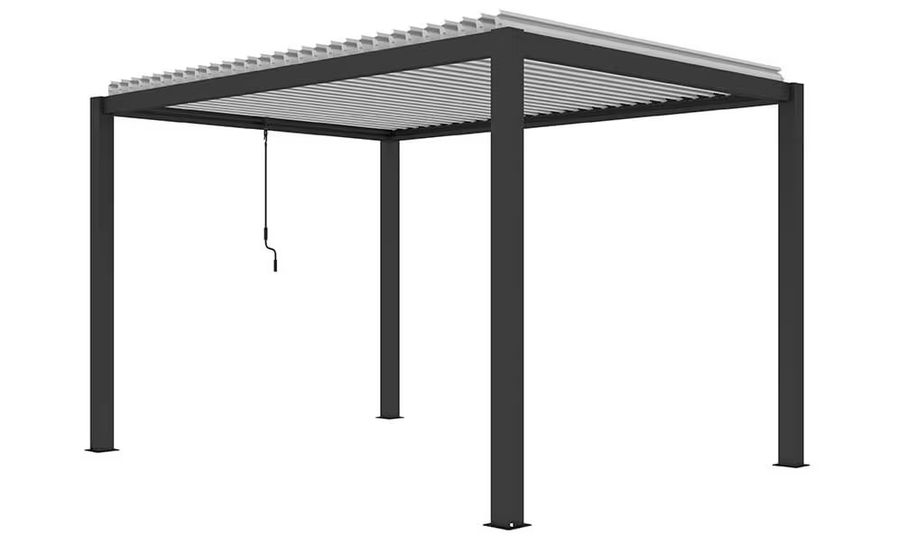 Manuelle bioklimatische Alu-Pergola Amboise 4x3m 34NB Anthrazit, weiße Lamellen