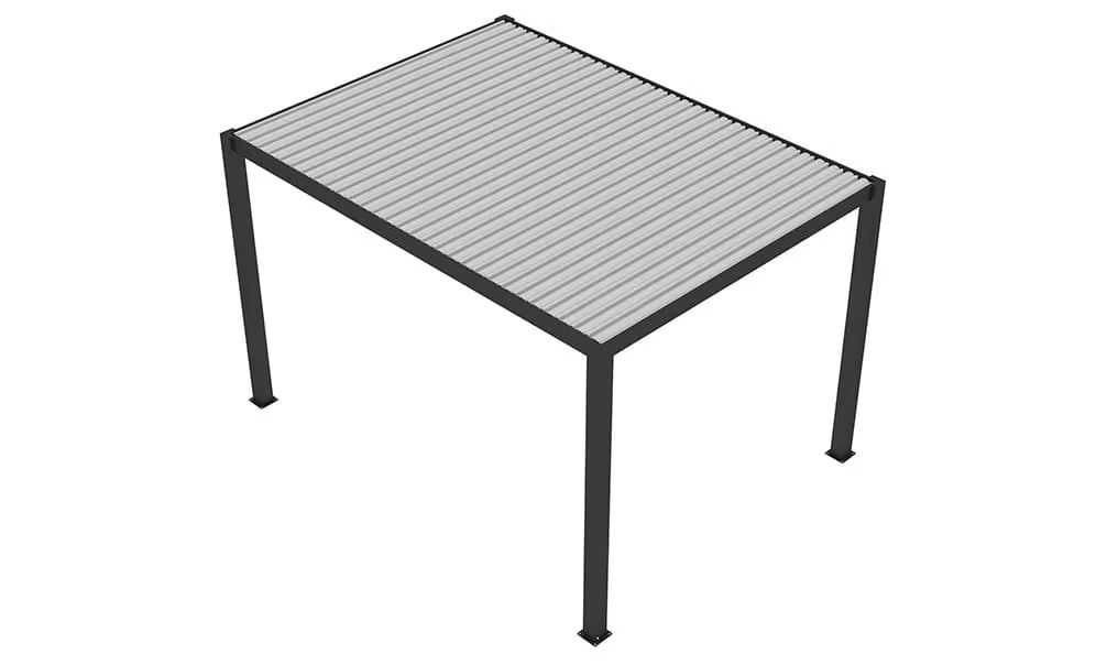 Manuelle bioklimatische Alu-Pergola Amboise 4x3m 34NB Anthrazit, weiße Lamellen – Bild 8