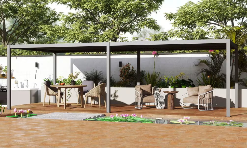 Manuelle bioklimatische Alu-Pergola Amboise 6x3m 36N Anthrazit – Bild 2