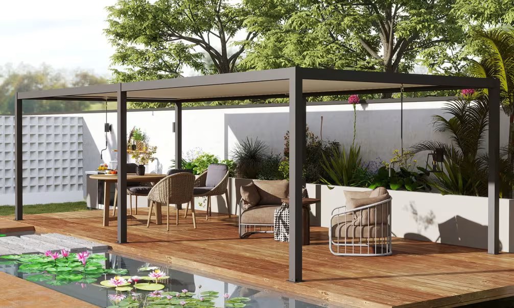 Manuelle bioklimatische Alu-Pergola Amboise 6x3m 36N Anthrazit – Bild 6