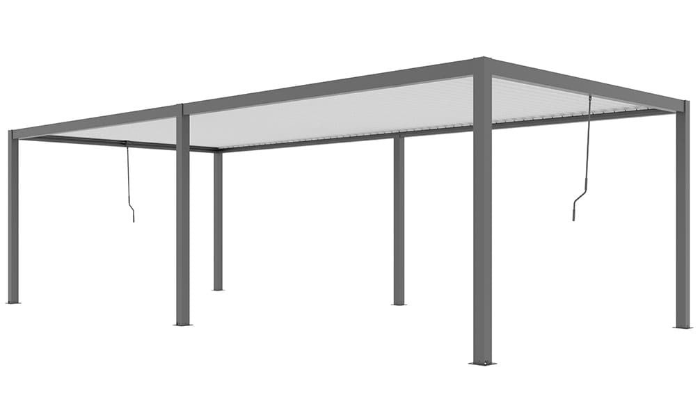 Manuelle bioklimatische Alu-Pergola Amboise 6x3m 36NB Anthrazit, weiße Alu-Lamellen