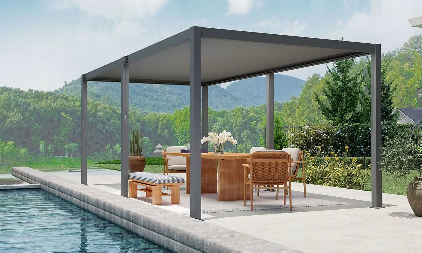 Manuelle bioklimatische Alu-Pergola Gaillard 6x4m 46N Anthrazit – Bild 3